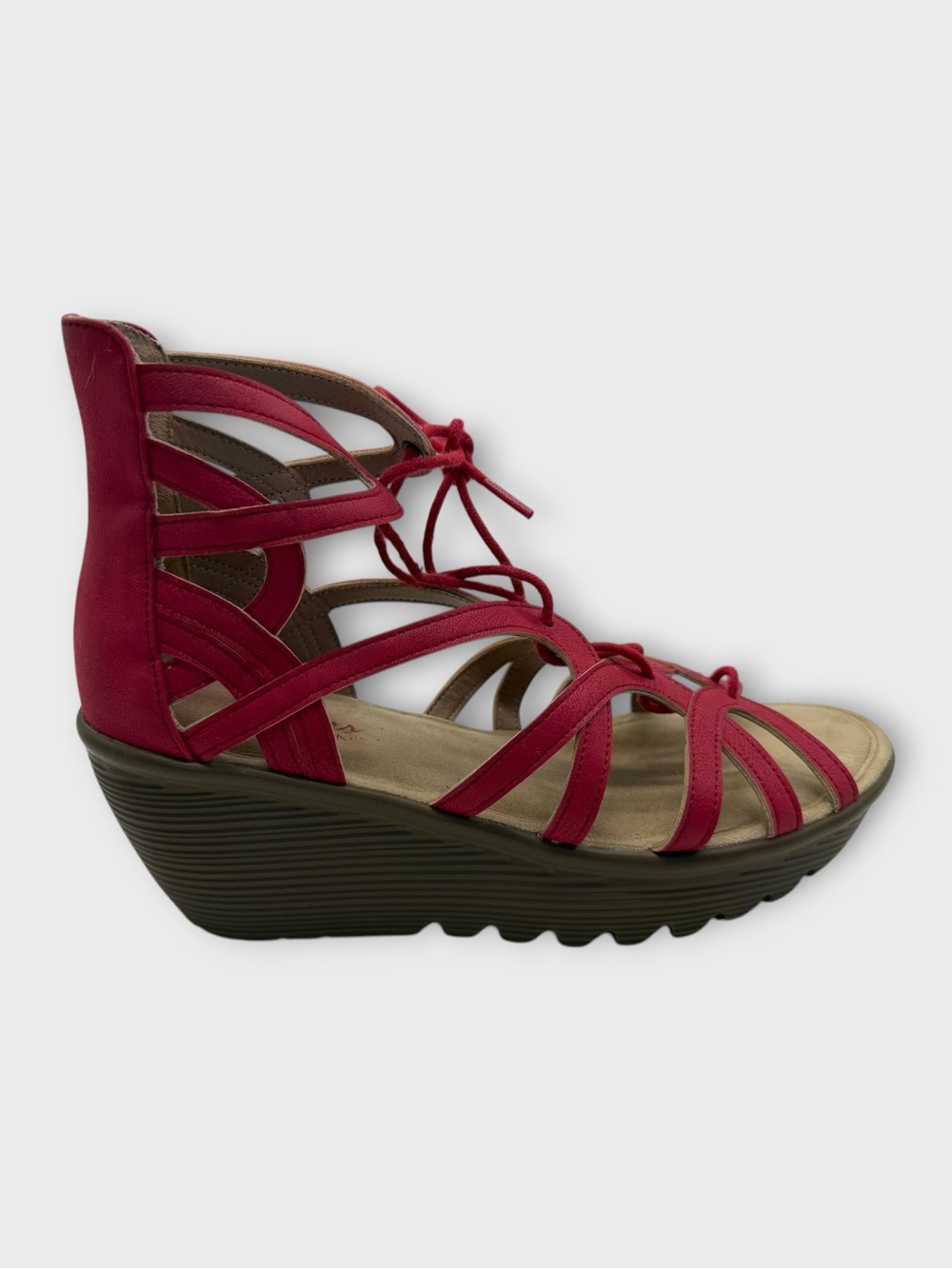 Skechers Women's Lace-Up Gladiator 
Wedges, Terrace Red Sz 8 US